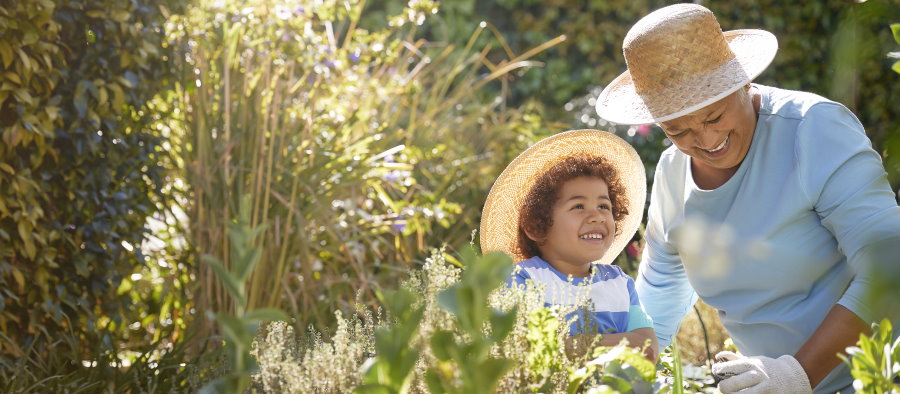 Grandmother managing trust for granddaughter, in garden